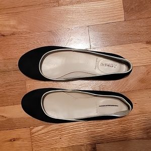 J.crew flats, black with gold trim